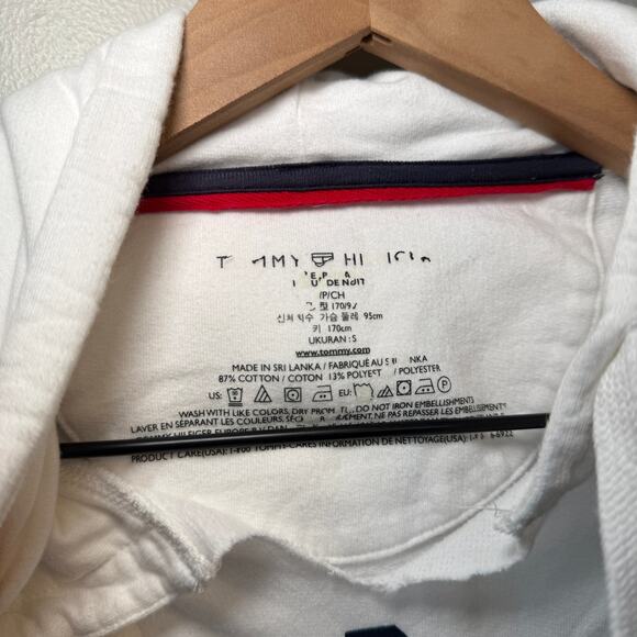Tommy Hilfiger All Over Print Logo Women's Hoodie Sweatshirt White Size Small - Picture 3 of 6